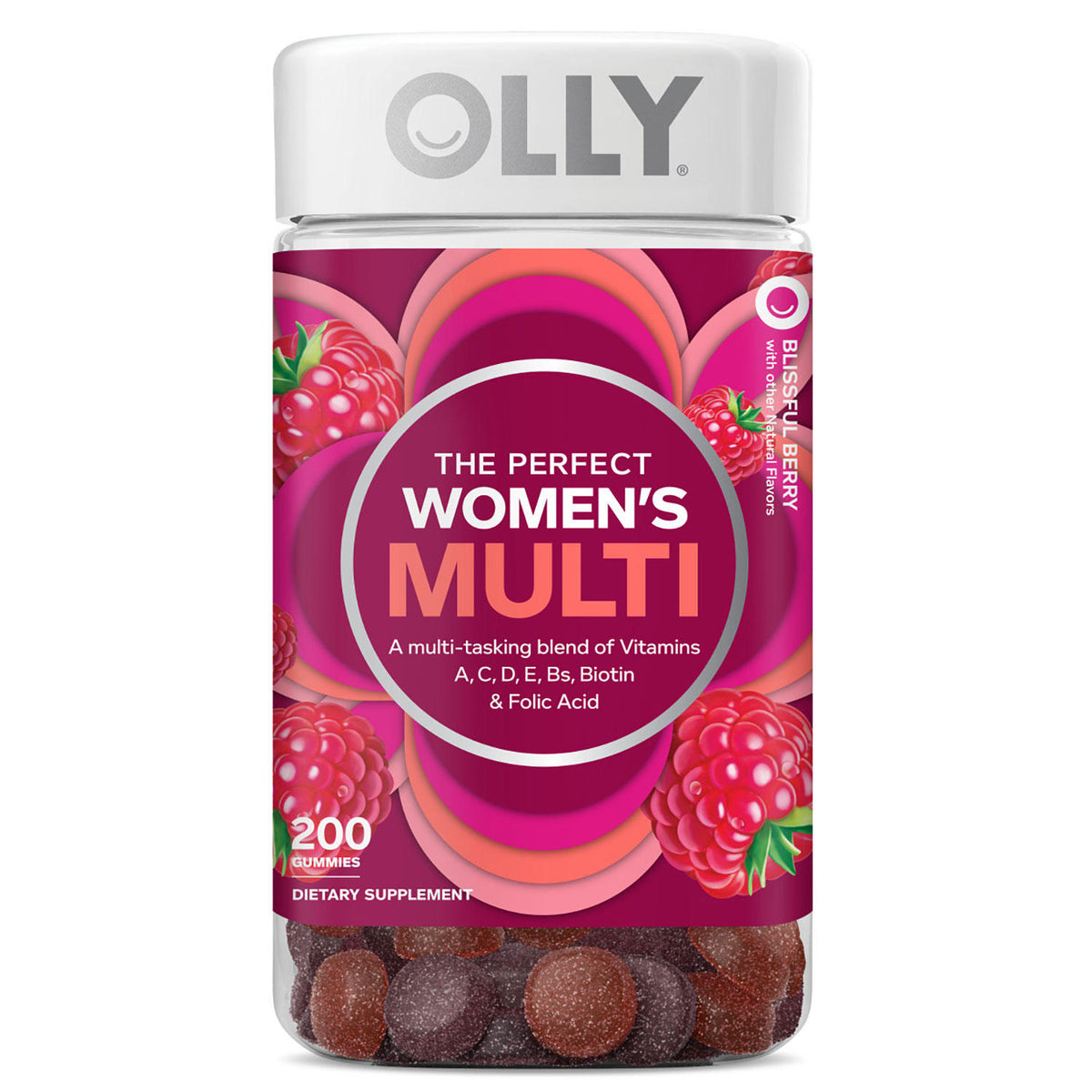 OLLY Women's Multi Vitamin Gummies with Biotin, Blissful Berry, 200 ea