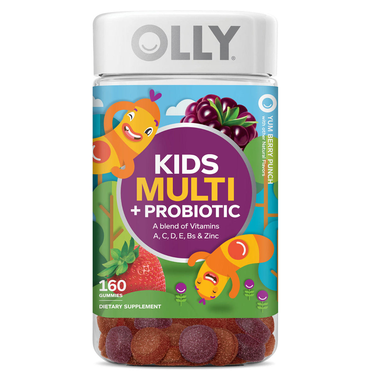 OLLY Kids Multi + Probiotic Yum Berry Punch Vitamin Gummies, 160 ea