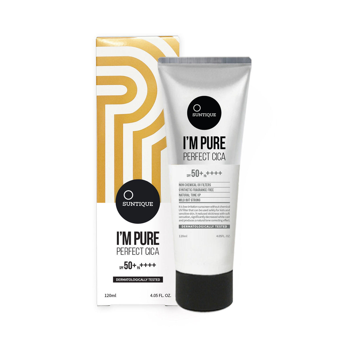 Suntique I'm Pure Perfect Cica Suncream SPF 50+ PA++++, 4.05 fl. oz
