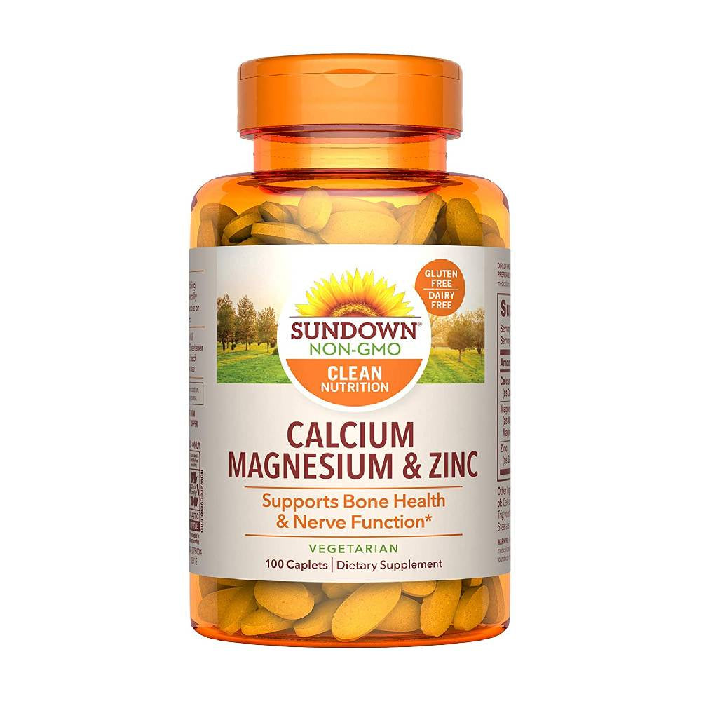 Sundown Naturals Calcium, Magnesium and Zinc, Caplets, 100 ea