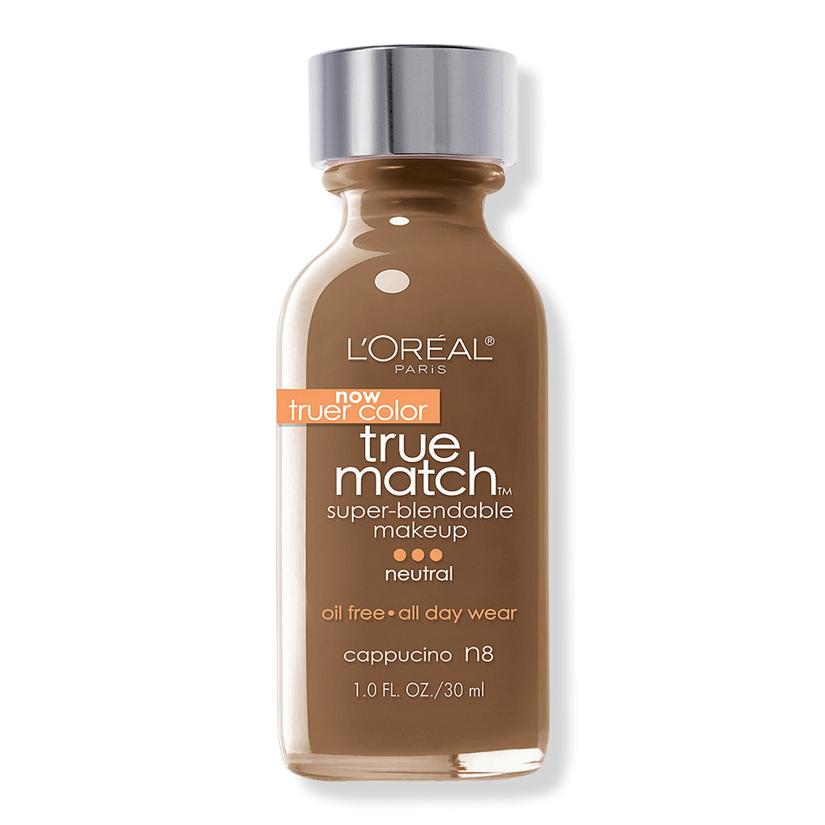 L'Oréal True Match Super-Blendable Foundation Makeup, N8 Cappuccino, 1 oz