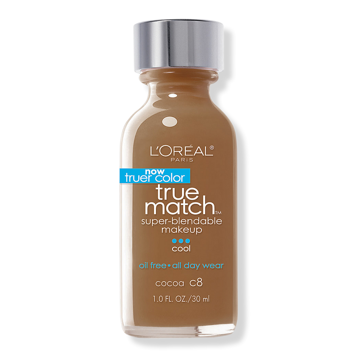 L'Oréal True Match Super-Blendable Foundation Makeup, C8 Cocoa, 1 oz