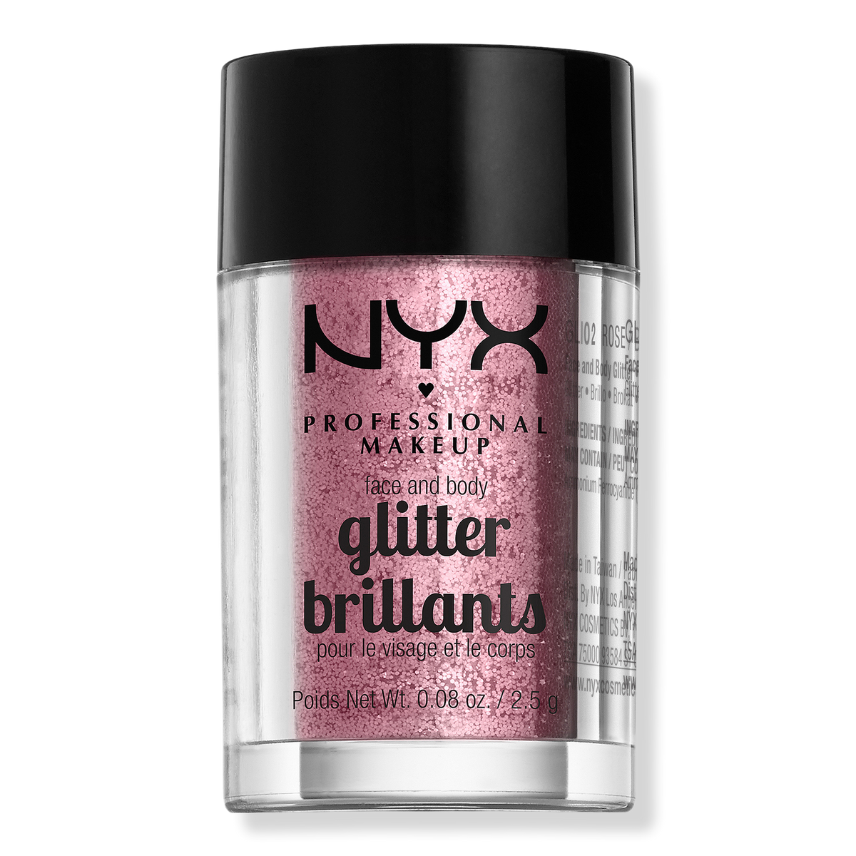 NYX Professional Makeup Vegan Loose Face and Body Glitter, Rose, 0.08 oz