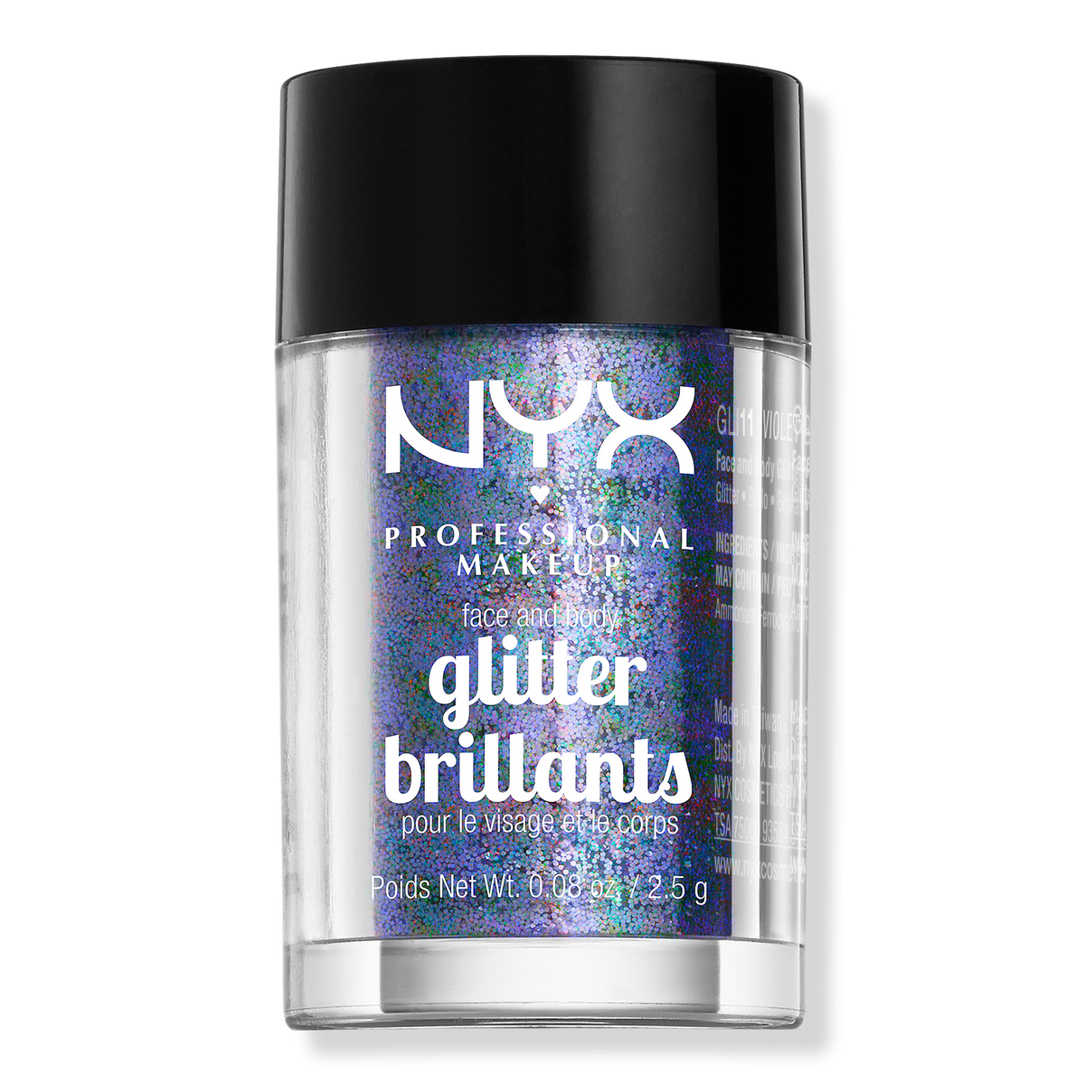 NYX Professional Makeup Vegan Loose Face and Body Glitter, Violet, 0.08 oz