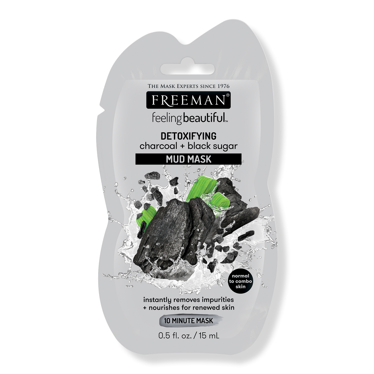 Freeman Detoxifying Charcoal + Black Sugar Mud Mask, 0.5 oz