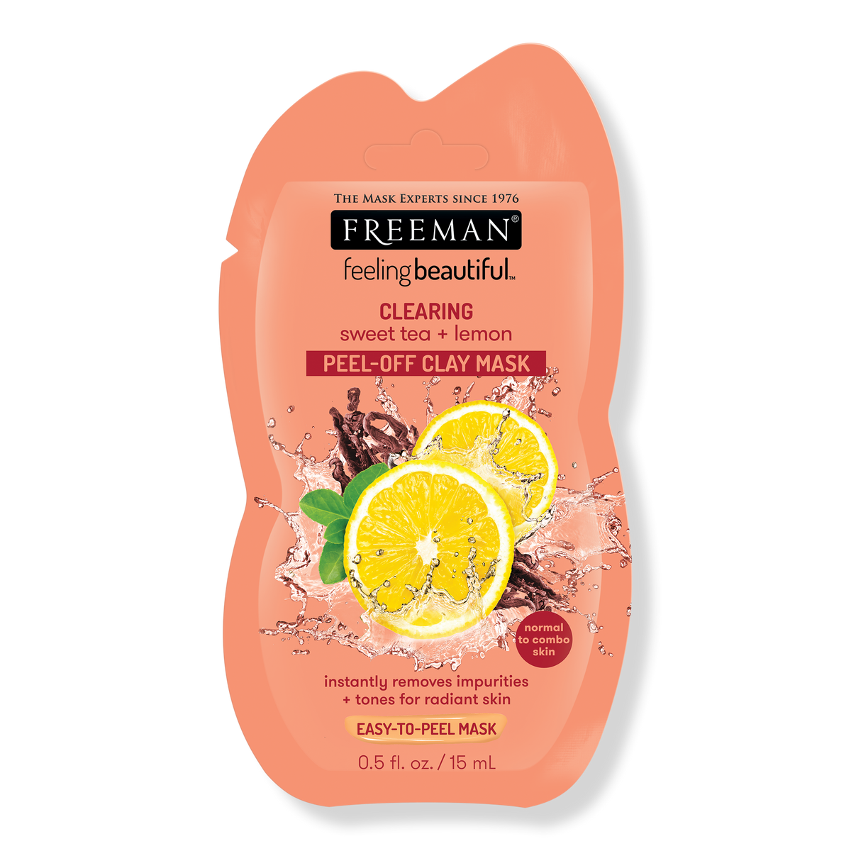Freeman Clearing Sweet Tea + Lemon Peel-Off Clay Mask, 0.5 oz