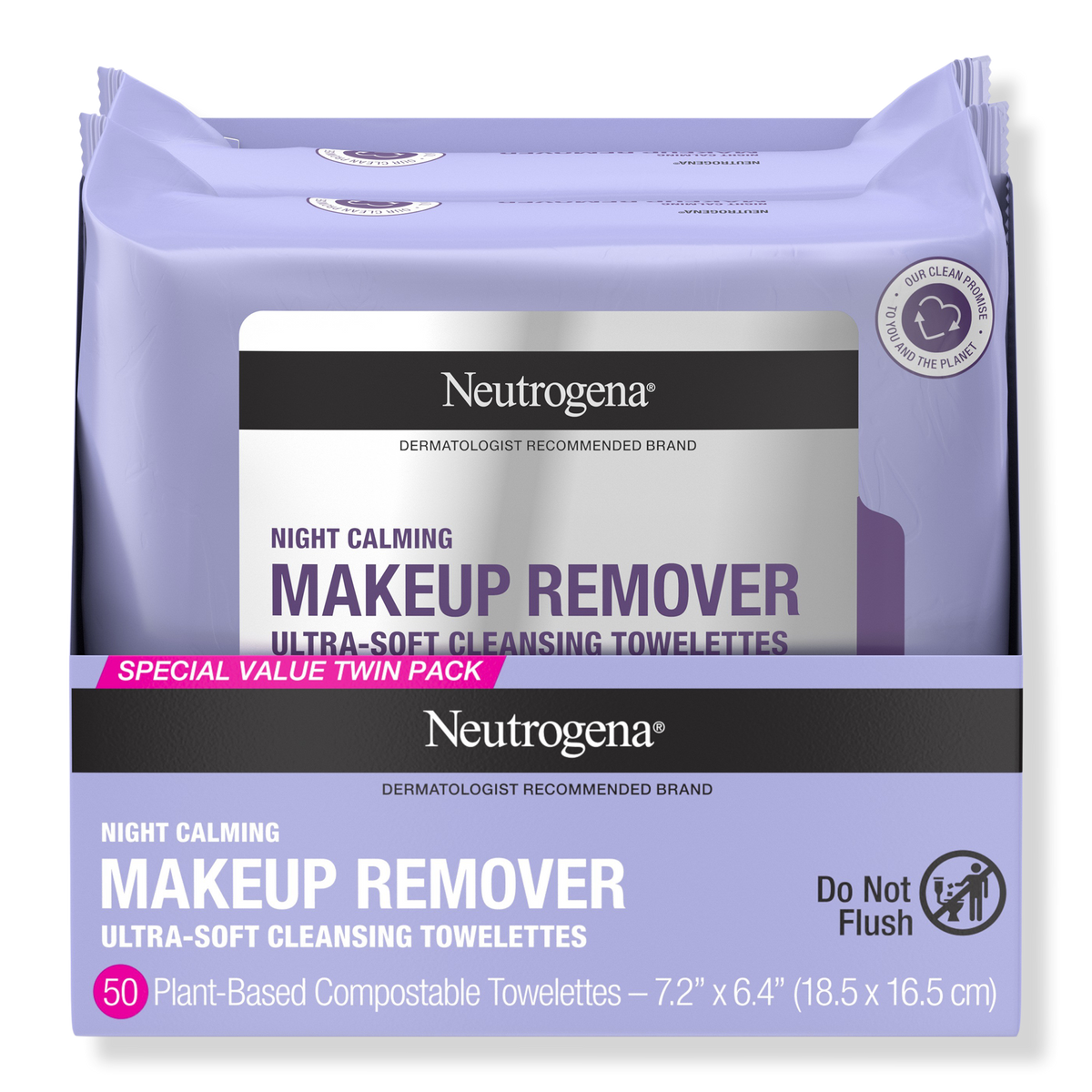 Neutrogena Night Calming Makeup Remover Cleansing Towelettes Twin Pack, 2 ea