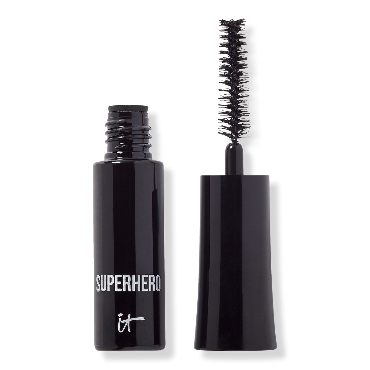 IT Cosmetics Travel Size Superhero Elastic Stretch Volumizing & Lengthening Mascara, Super Black, 0.17 oz