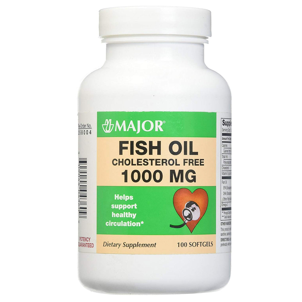 Major Fish Oil, Cholesterol Free, 1000 mg, Softgels, 100 ea
