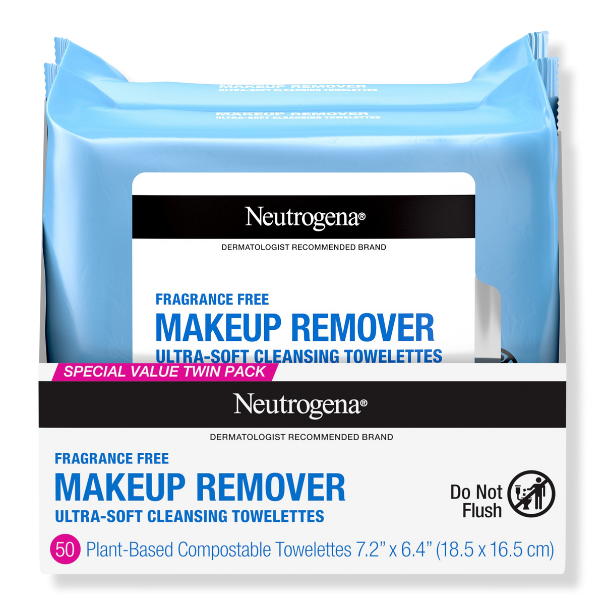 Neutrogena Fragrance-Free Makeup Remover Cleansing Towelettes Pack, 2 ea