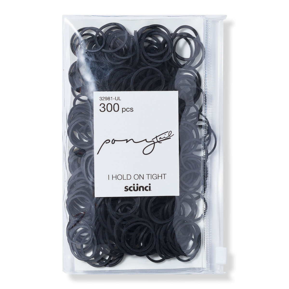Scünci Mixed Size Rubber Bands, Black, 300 ea