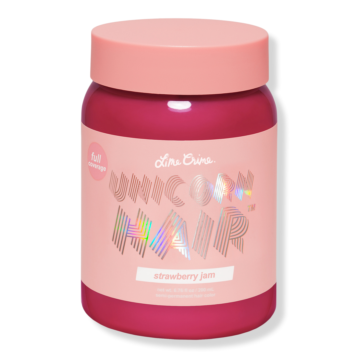Lime Crime Unicorn Hair Semi-Permanent Hair Color Full Coverage, Strawberry Jam, 6.76 oz