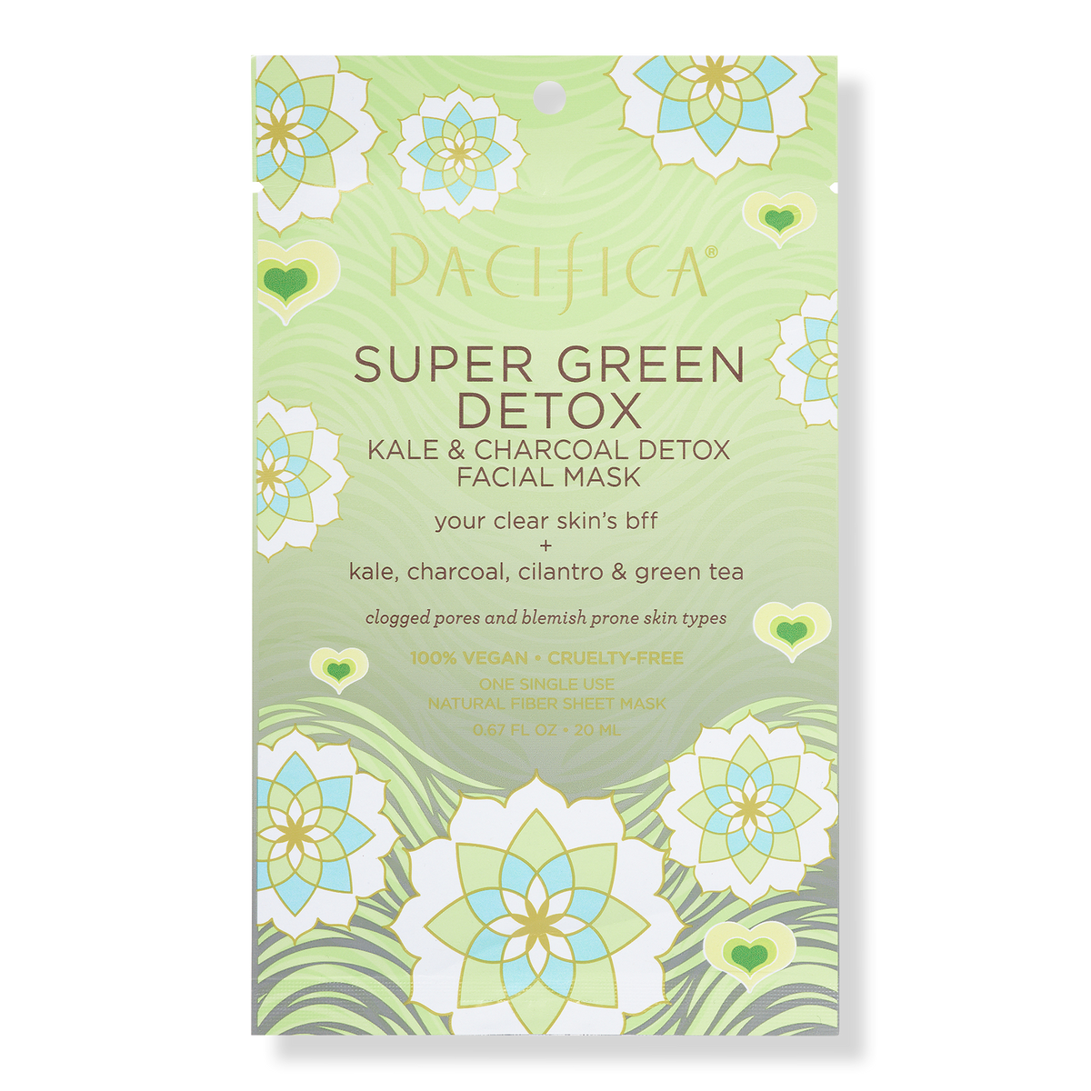 Pacifica Super Green Detox Kale and Charcoal Facial Mask, 0.67 oz