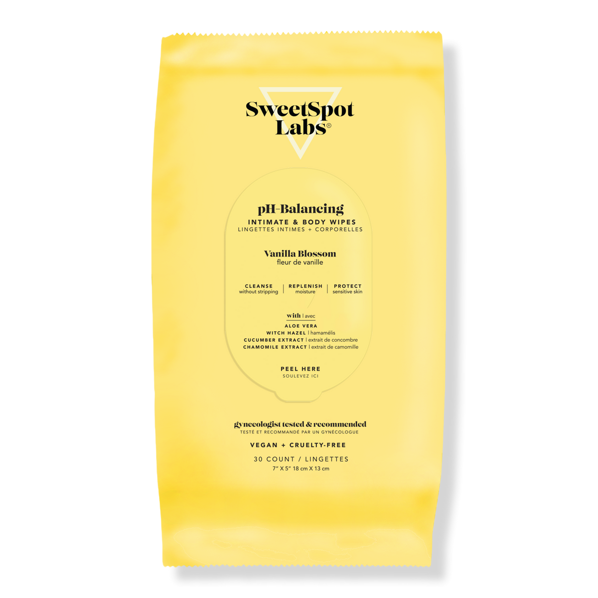 SweetSpot Labs Vanilla Blossom Gentle Soothing Wipes, 30 ea