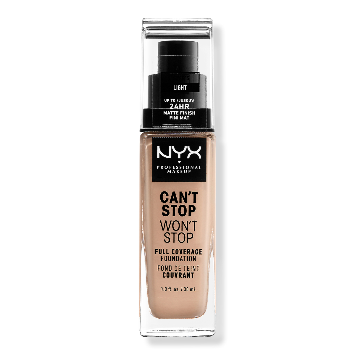 NYX Professional Makeup Can't Stop Won't Stop Foundation, Light, 1 oz
