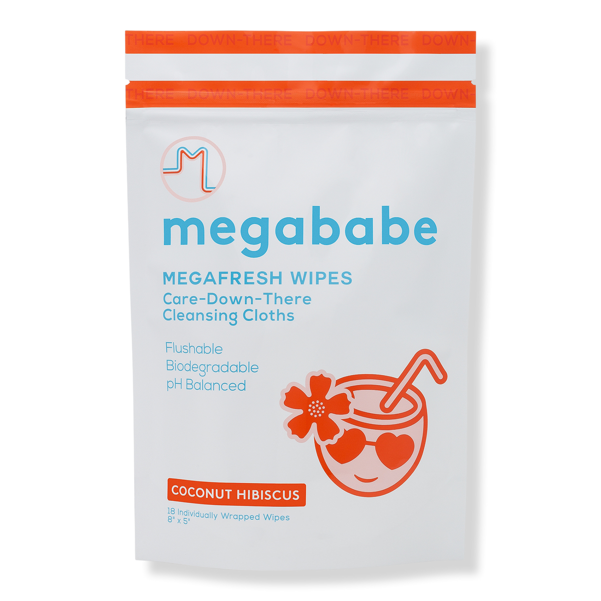 megababe Megafresh Flushable Feminine Wipes, Coconut Hibiscus, 18 ea