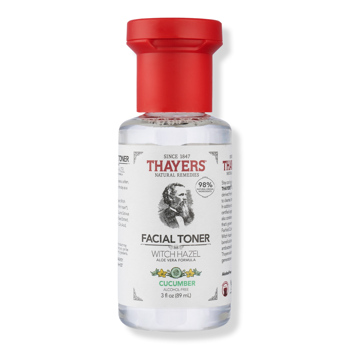 Thayers Travel Size Alcohol-Free Witch Hazel Toner, Cucumber, 3 oz