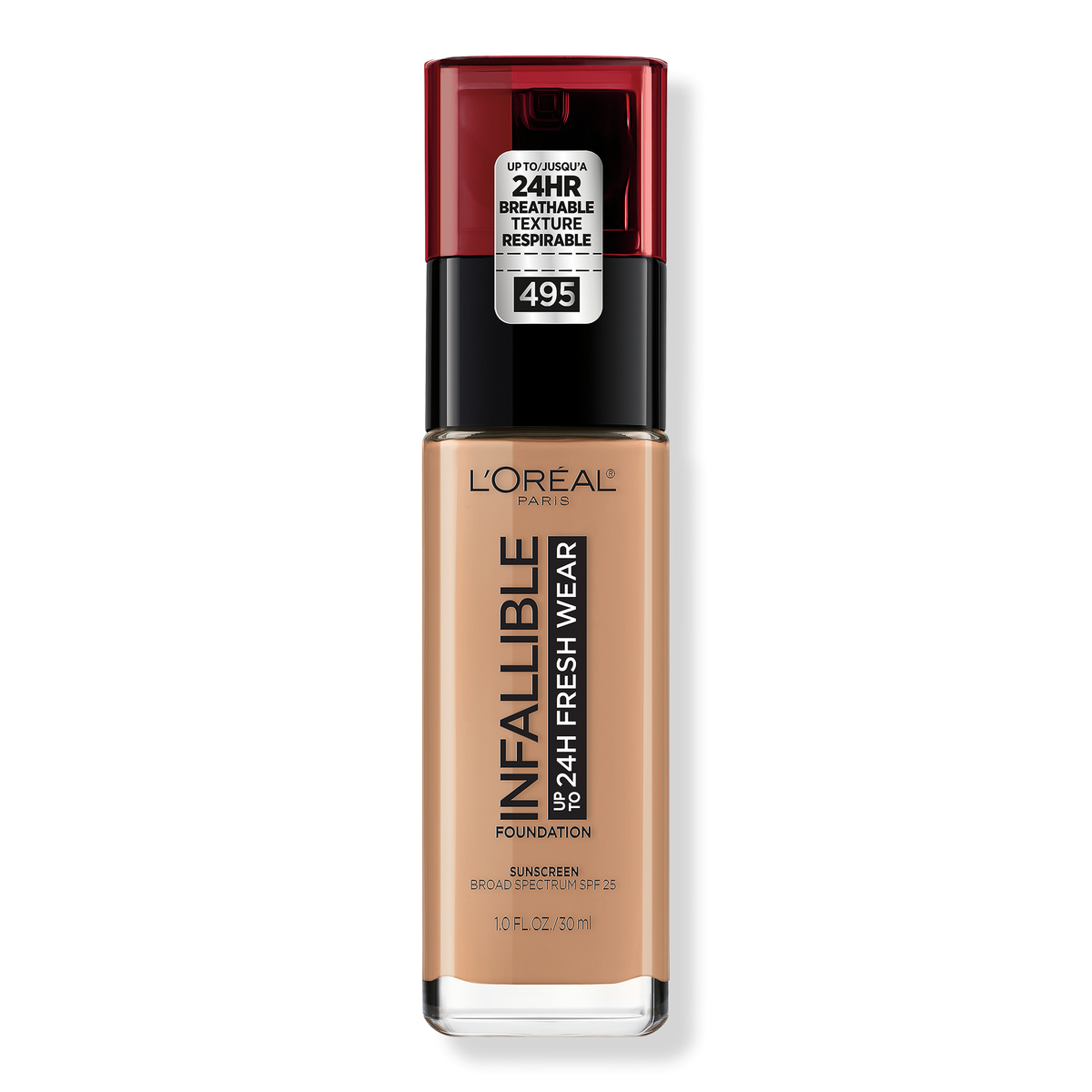L'Oréal Infallible Fresh Wear 24HR Foundation, 495 Amber, 1 oz