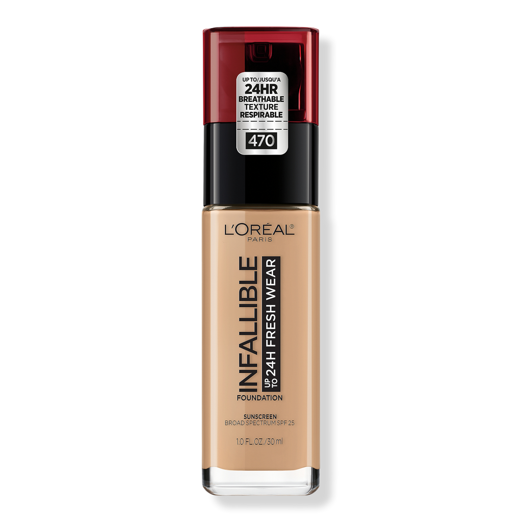 L'Oréal Infallible Fresh Wear 24HR Foundation, 470 Radiant Honey, 1 oz