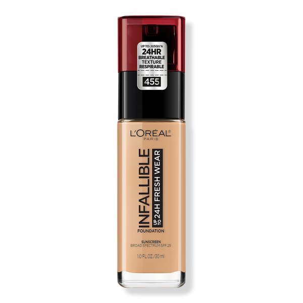 L'Oréal Infallible Fresh Wear 24HR Foundation, 455 Natural Buff, 1 oz