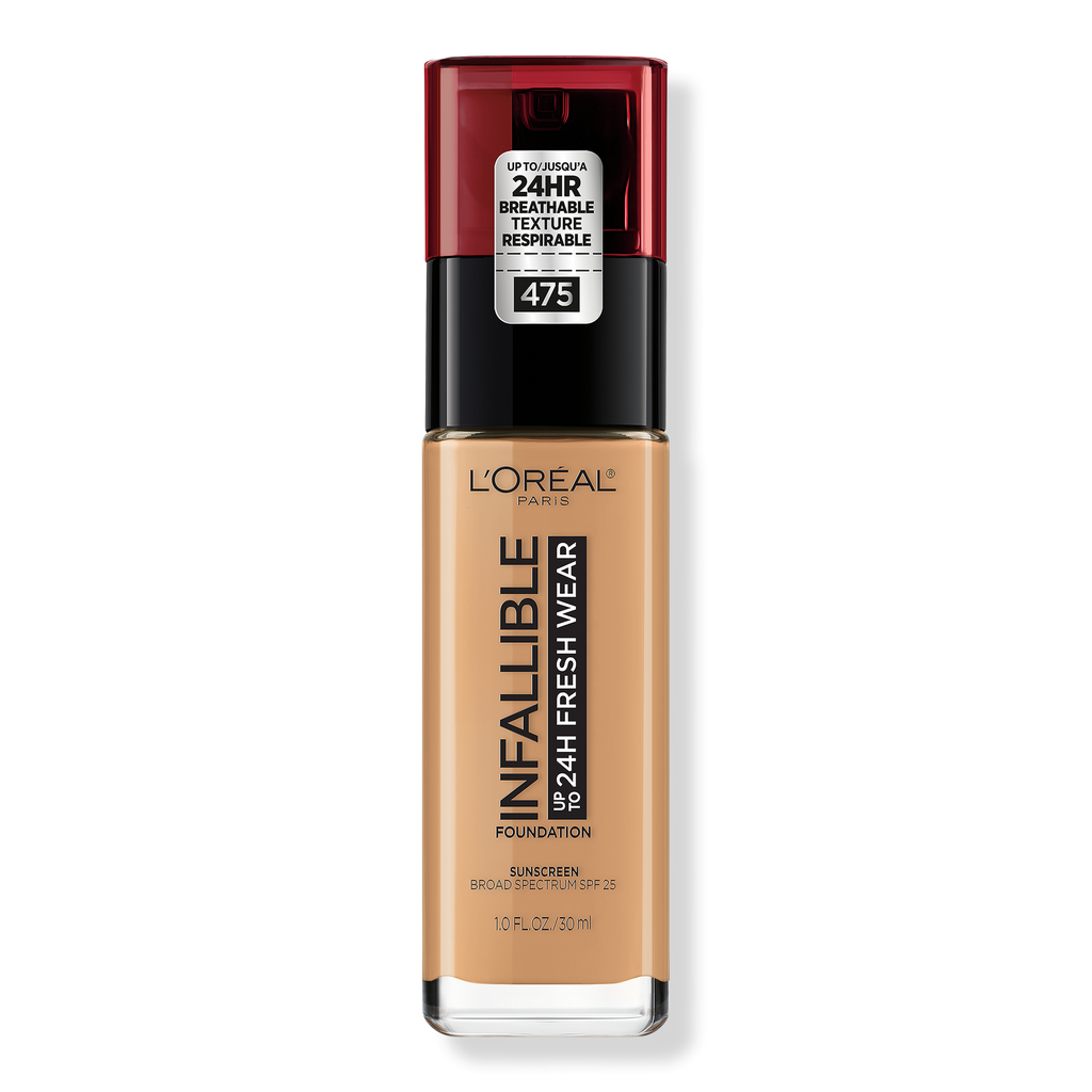 L'Oréal Infallible Fresh Wear 24HR Foundation, 475 Sun Beige, 1 oz