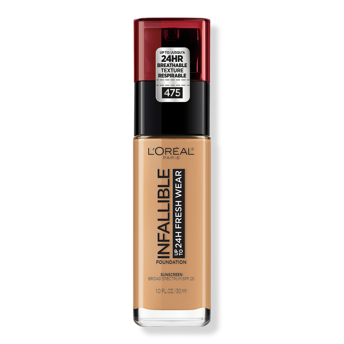 L'Oréal Infallible Fresh Wear 24HR Foundation, 475 Sun Beige, 1 oz