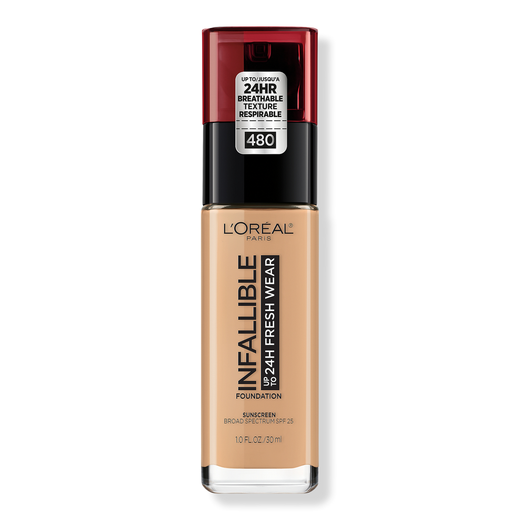 L'Oréal Infallible Fresh Wear 24HR Foundation, 480 Radiant Sand, 1 oz