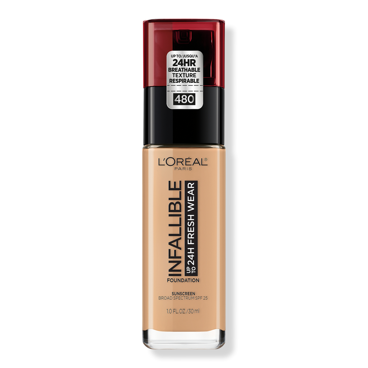L'Oréal Infallible Fresh Wear 24HR Foundation, 480 Radiant Sand, 1 oz