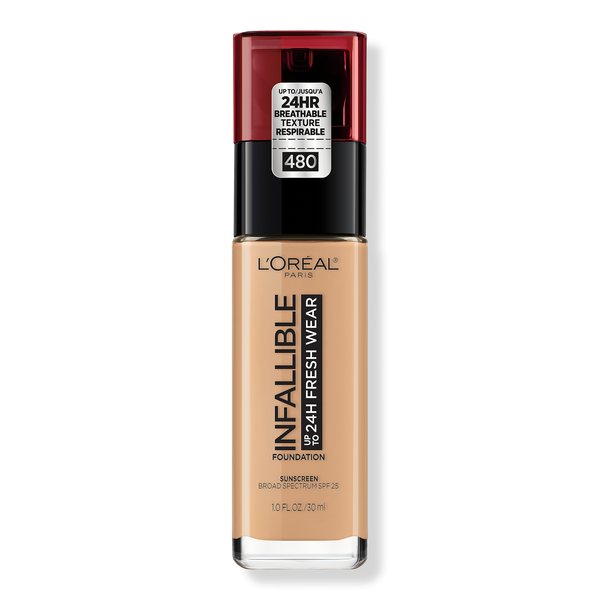 L'Oréal Infallible Fresh Wear 24HR Foundation, 480 Radiant Sand, 1 oz