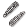 Kitsch Mini Hematite Rhinestone Snap Clips, 2 ea