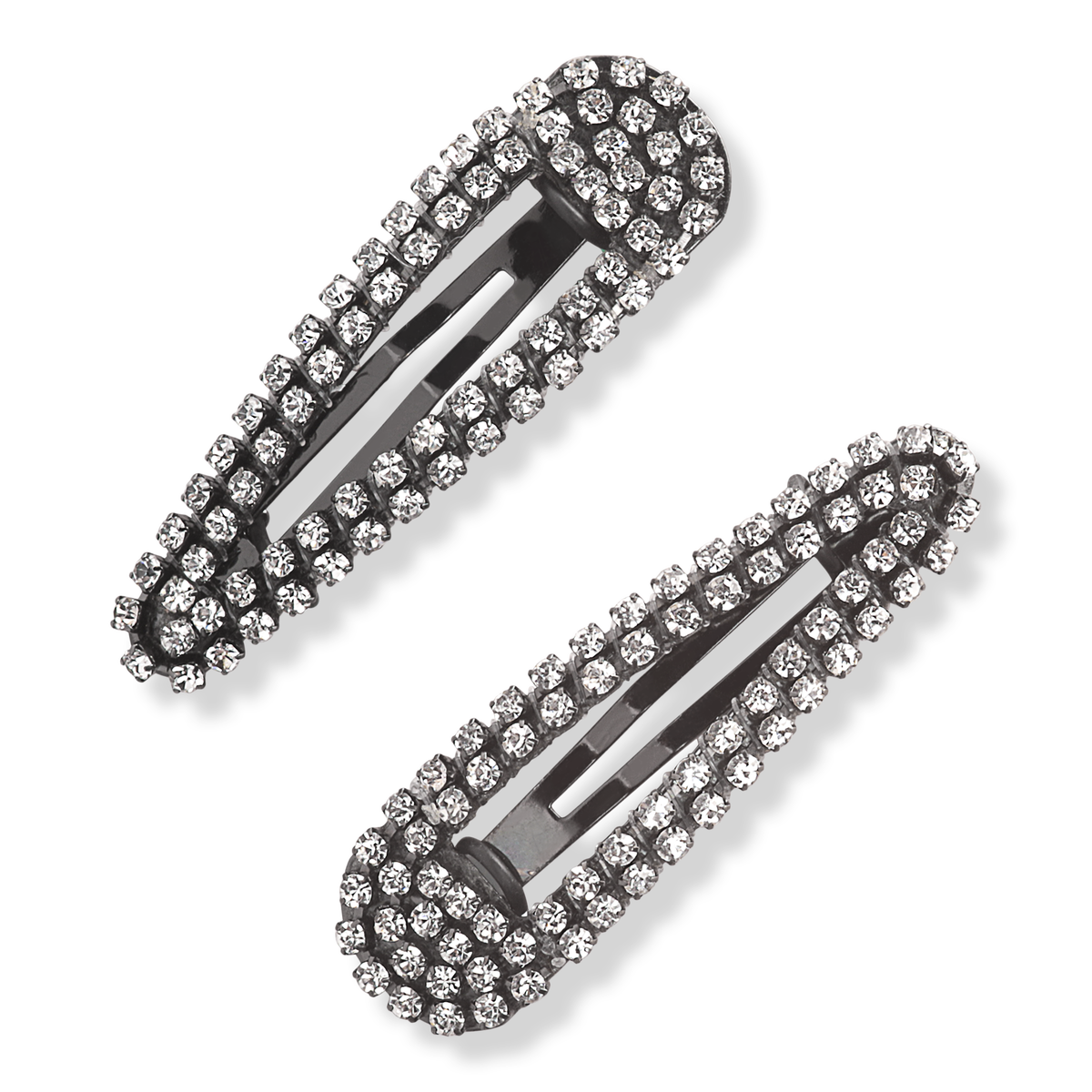 Kitsch Mini Hematite Rhinestone Snap Clips, 2 ea