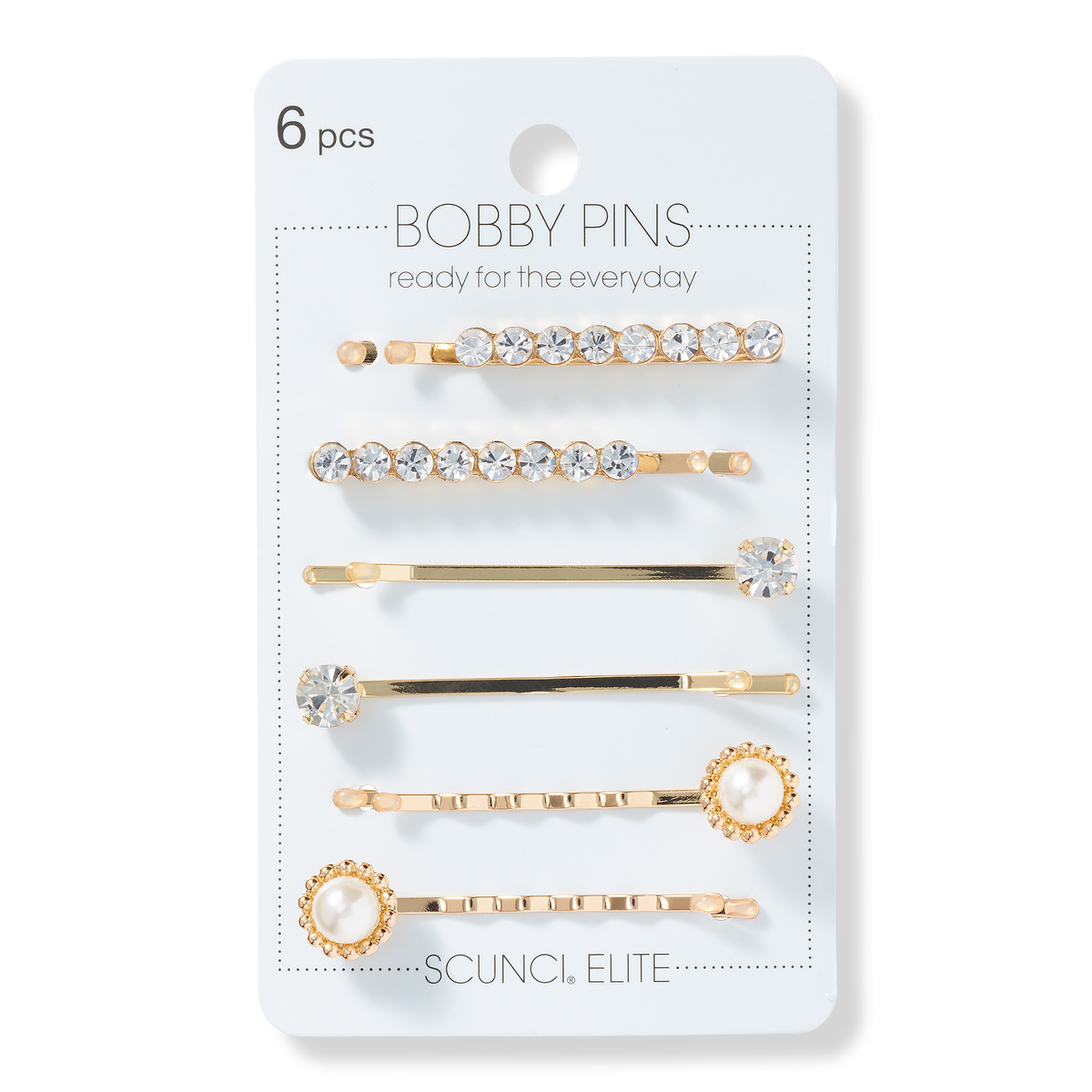 Scünci Mixed Glam Bobby Pins, 6 ea