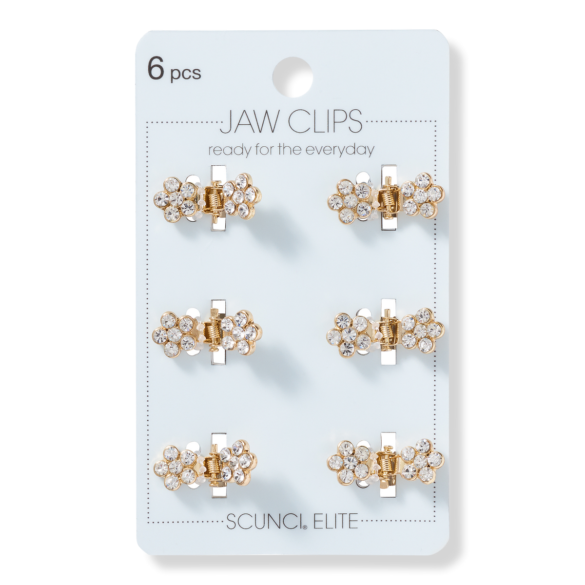 Scünci Mini Crystal Jaw Clip Set, 6 ea