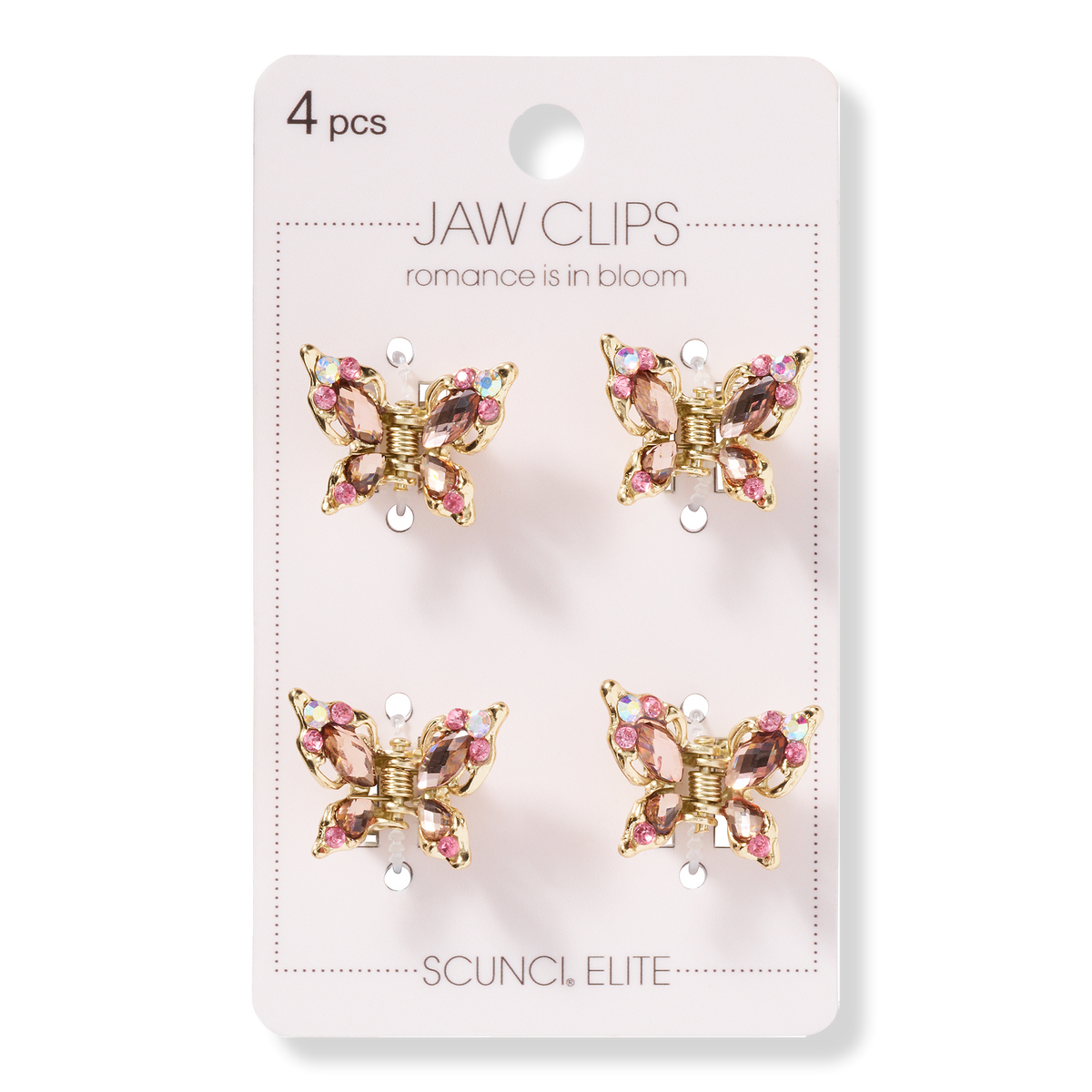Scünci Mini Stone Jaw Clip Set, 4 ea