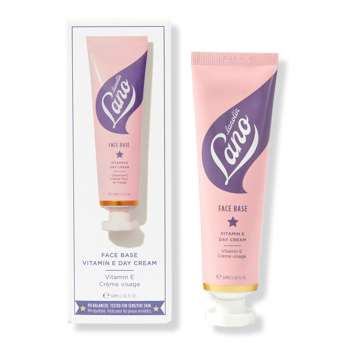 Lano Face Base Vitamin E Day Cream, Natural, pH-Balanced, & Dermatologically Tested, 2.02 oz