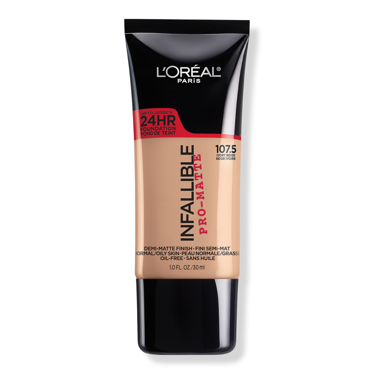 L'Oréal Infallible Pro-Matte Liquid Longwear Foundation, 107.5 Ivory Beige, 1 oz