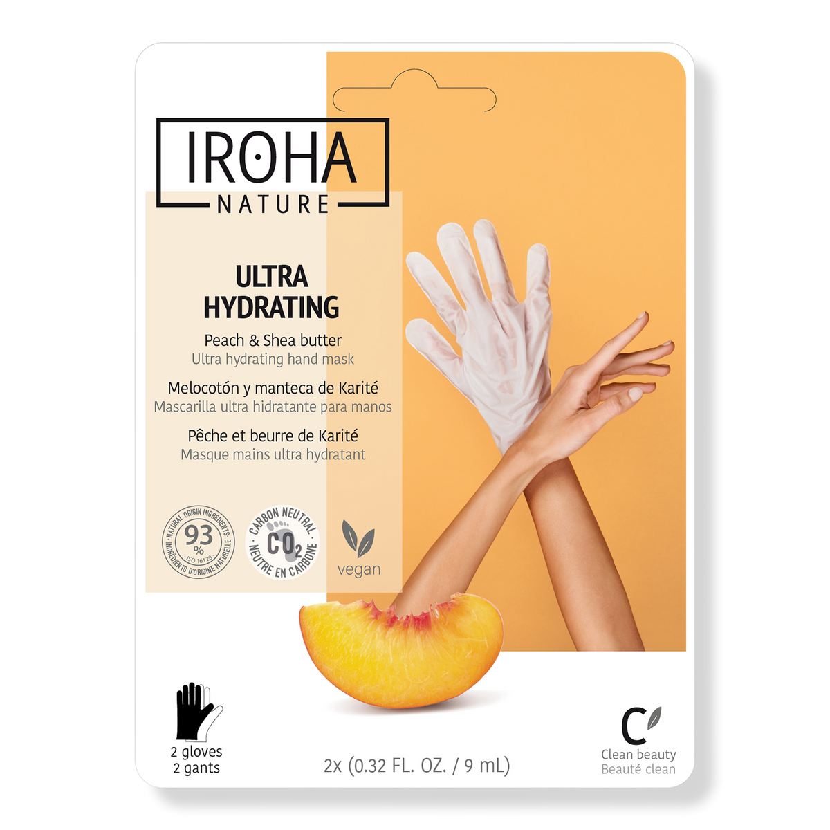 IROHA Ultra Hydrating and Repairing Peach and Shea Butter Hand Treatment Mask Gloves, 1 pair