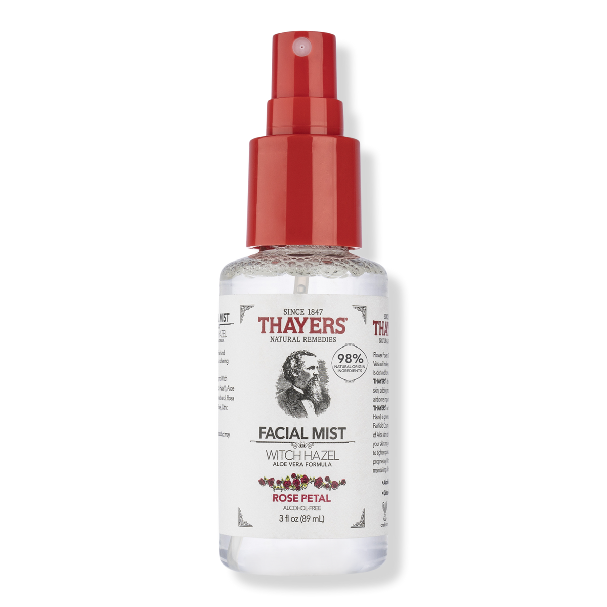 Thayers Travel Size Alcohol-Free Witch Hazel Facial Mist, Rose Petal, 3 oz