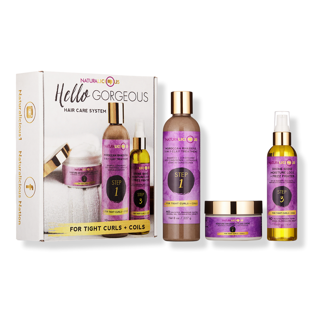 Naturalicious Hello Gorgeous Hair Care System, Tight Curls & Coils, 1 ea
