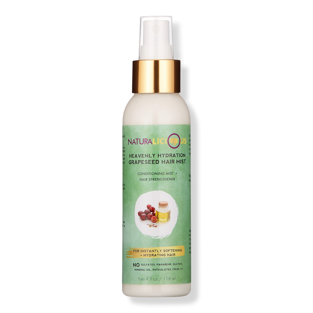 Naturalicious Heavenly Hydration Grapeseed Hair Mist, 4 oz