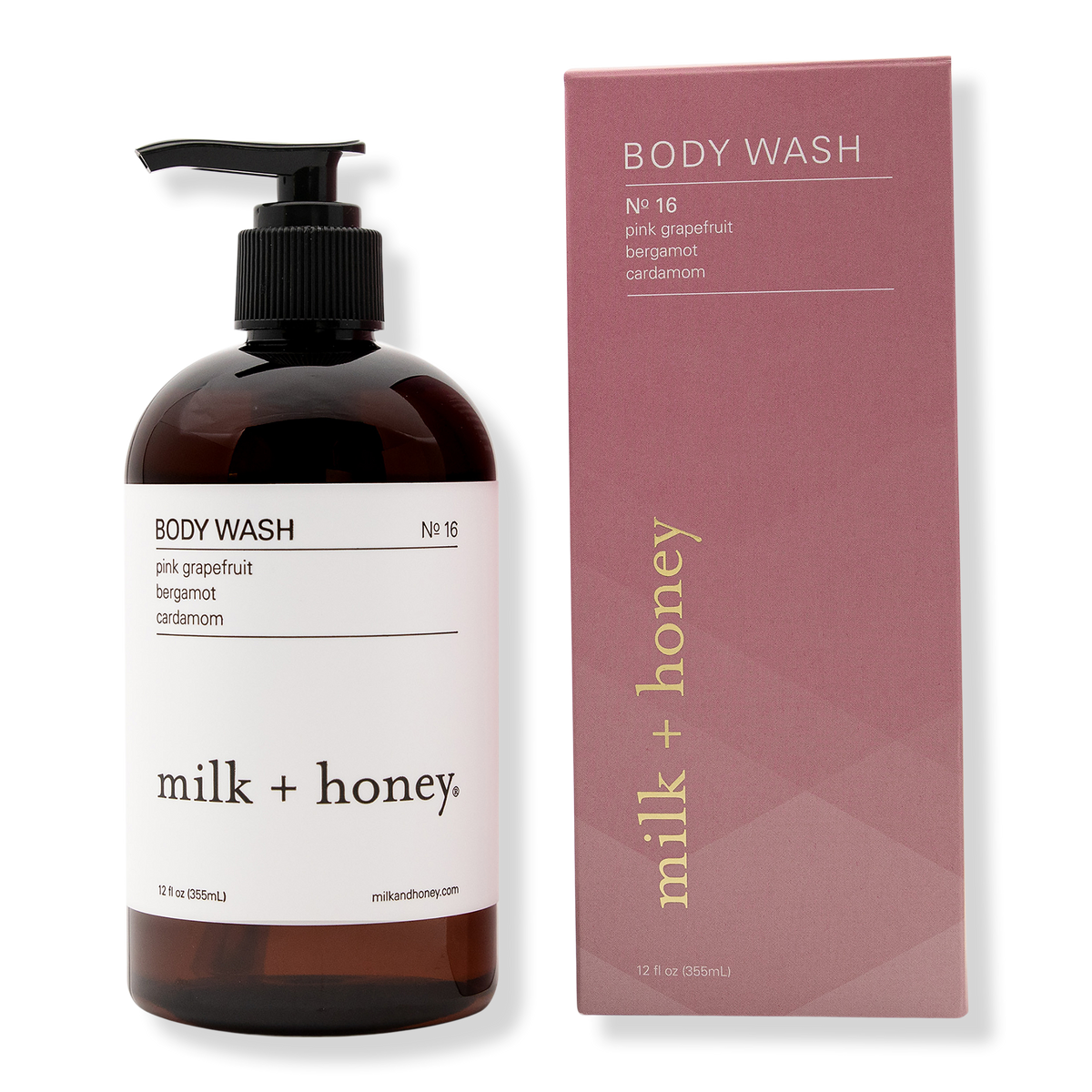 Milk + Honey Pink Grapefruit, Bergamot, Cardamom Body Wash No.16, 12 oz