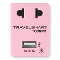 Conair Travelsmart Pink Adapter Plug with USB
