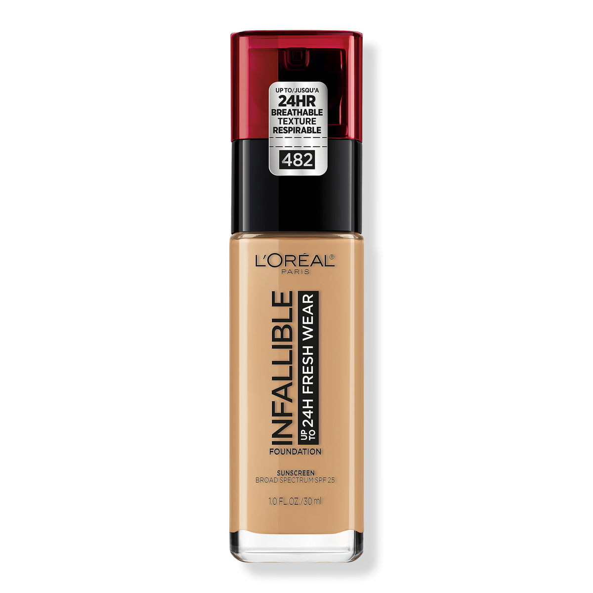 L'Oréal Infallible Fresh Wear 24HR Foundation, 482 Radiant Sun, 1 oz