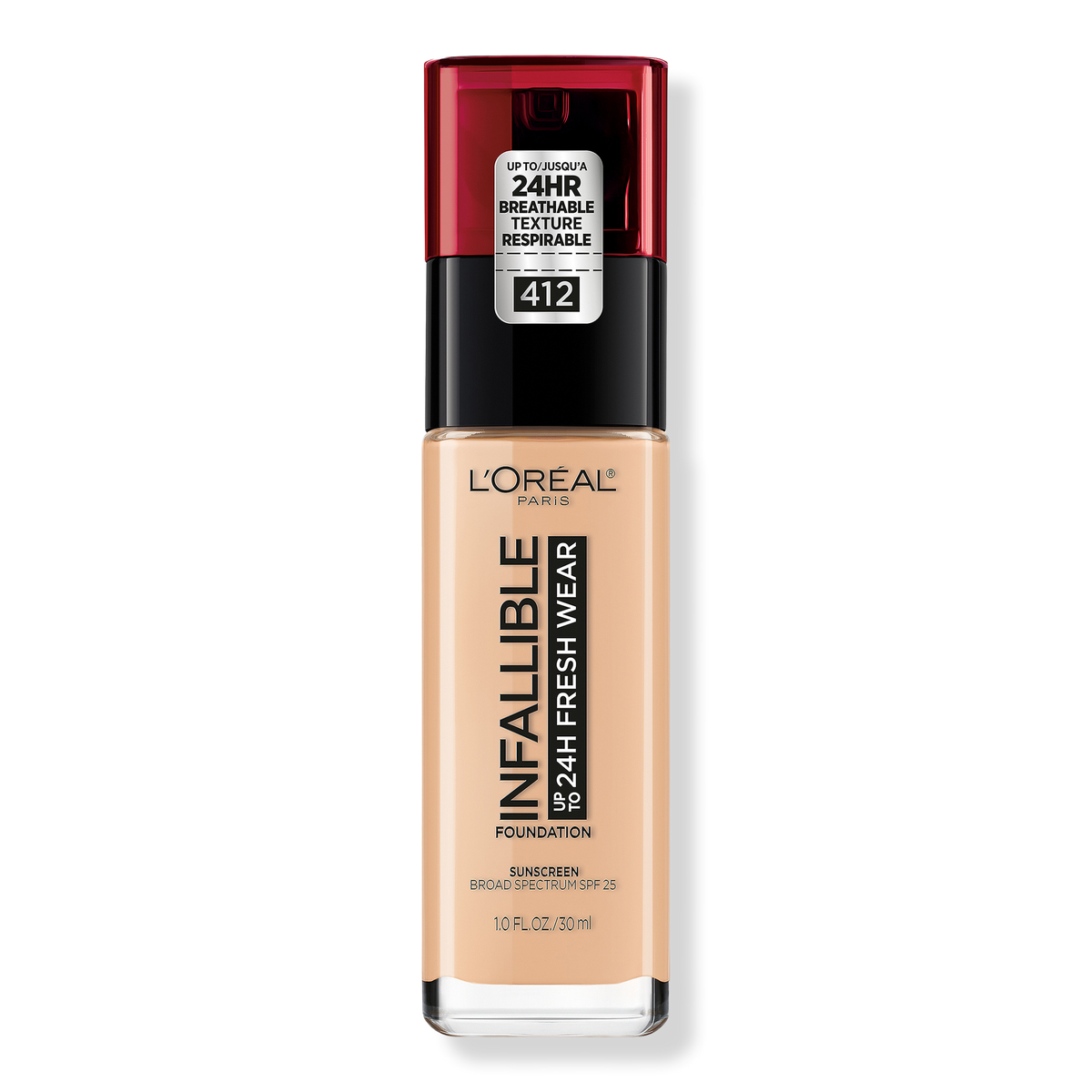 L'Oréal Infallible Fresh Wear 24HR Foundation, 412 Warm Ivory, 1 oz