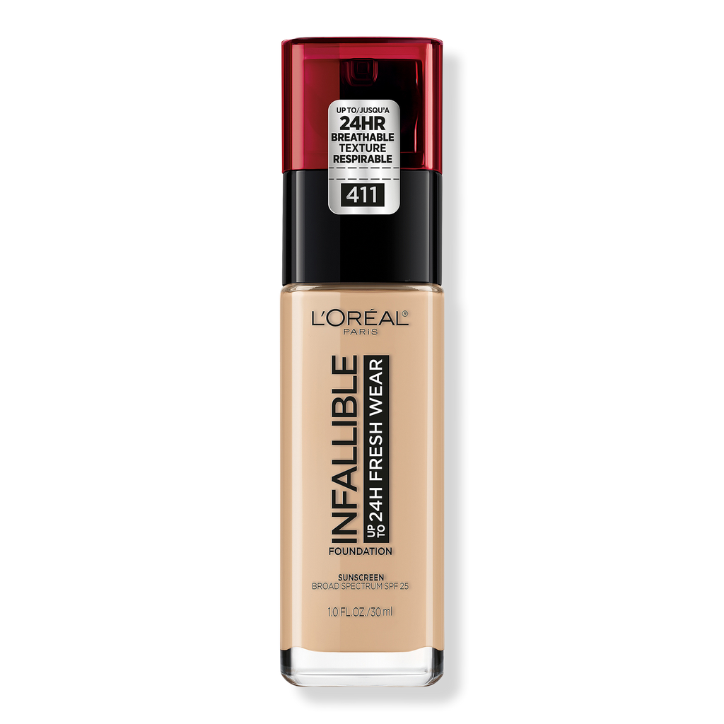 L'Oréal Infallible Fresh Wear 24HR Foundation, 411 Beige Ivory, 1 oz