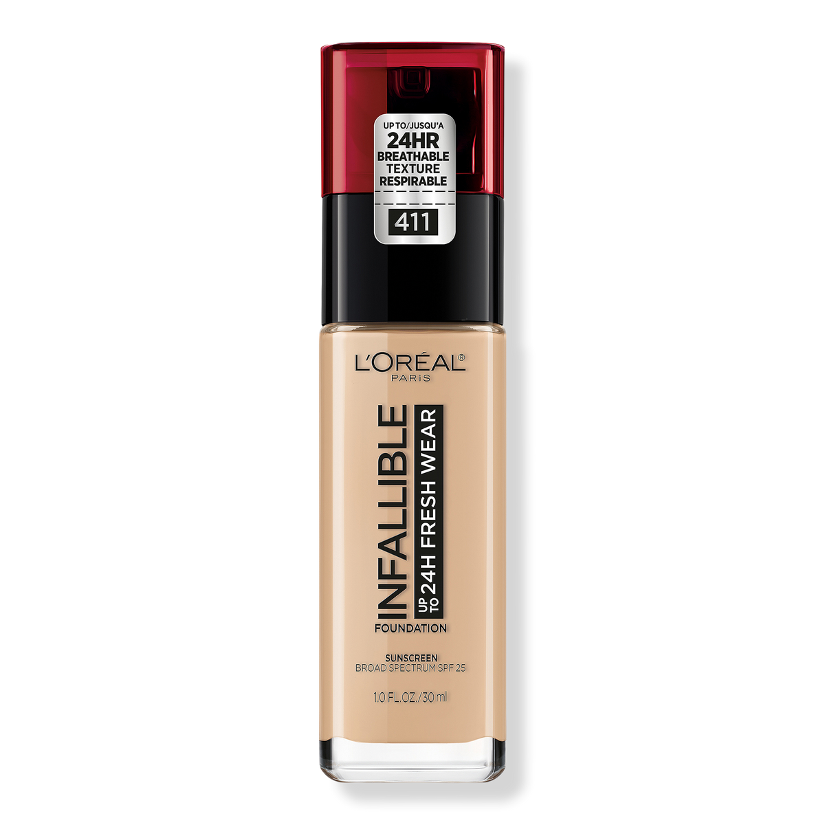 L'Oréal Infallible Fresh Wear 24HR Foundation, 411 Beige Ivory, 1 oz
