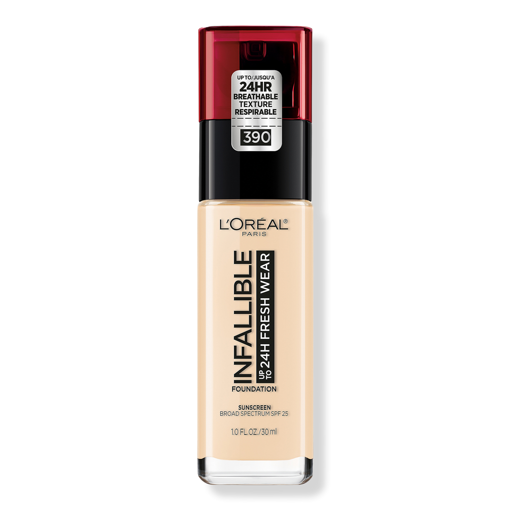 L'Oréal Infallible Fresh Wear 24HR Foundation, 390 Snow, 1 oz