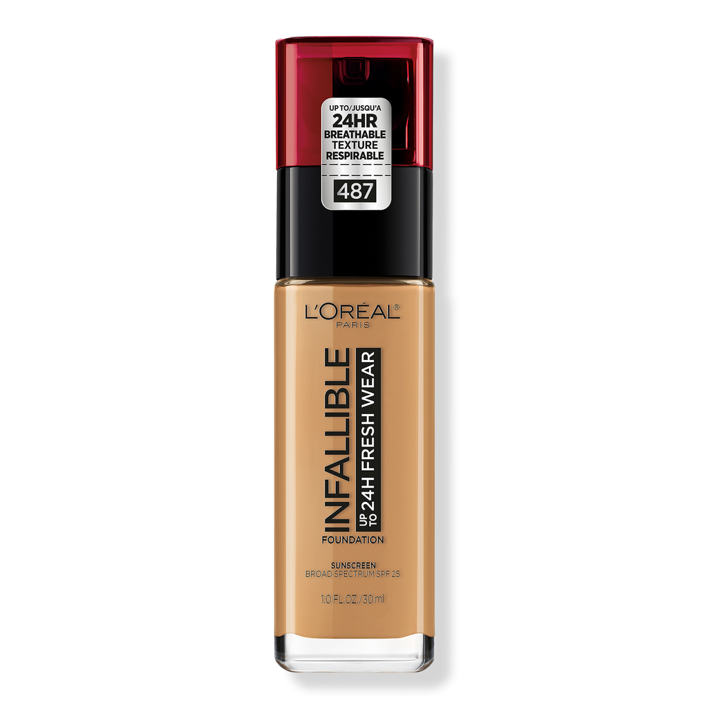 L'Oréal Infallible Fresh Wear 24HR Foundation, 487 Warm Almond, 1 oz