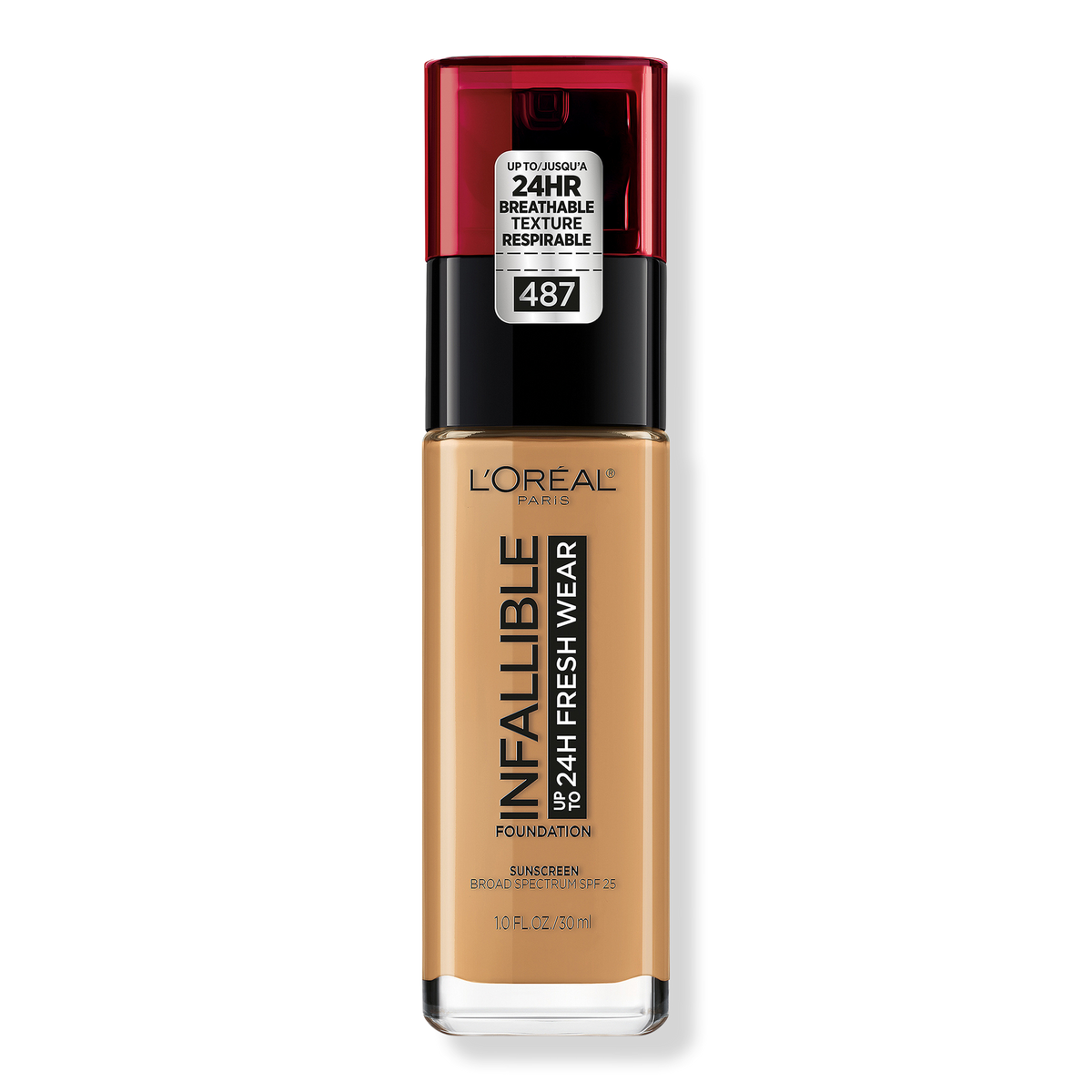 L'Oréal Infallible Fresh Wear 24HR Foundation, 487 Warm Almond, 1 oz