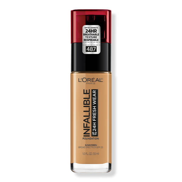 L'Oréal Infallible Fresh Wear 24HR Foundation, 487 Warm Almond, 1 oz